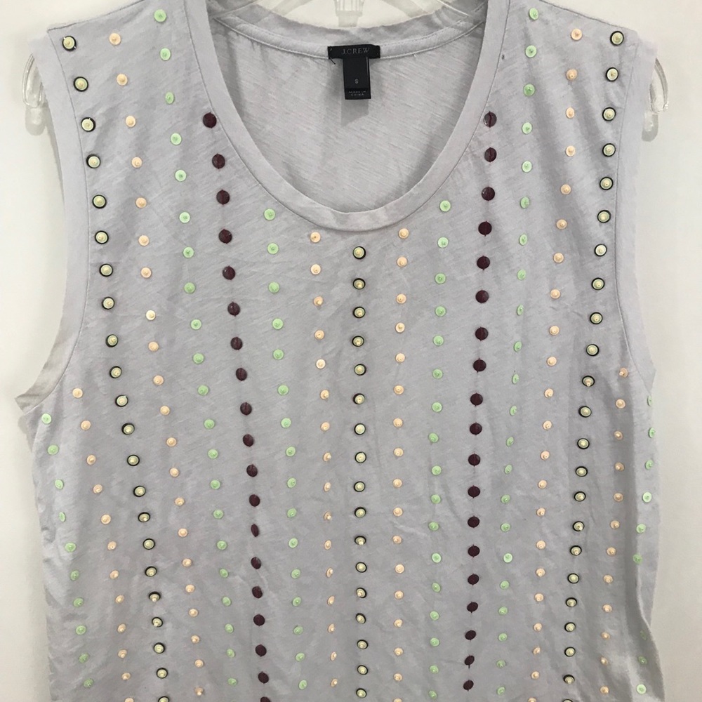 J. CREW Gray Chic Embellished Sleeveless Top Small